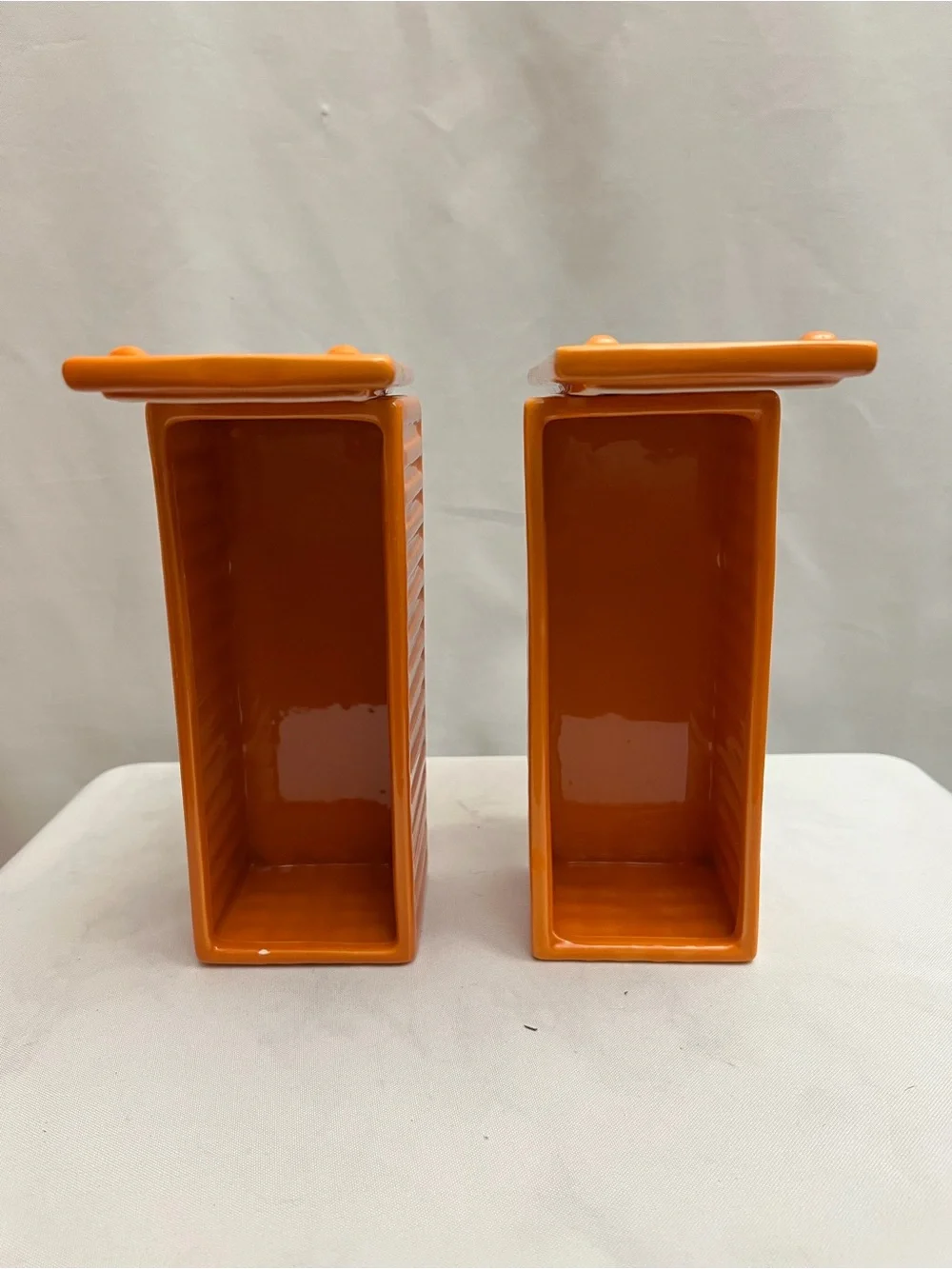 Daniel Ballou Areaware Orange Ceramic Storage Containers With Lids Set of 2